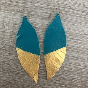 Feather hand painted earrings